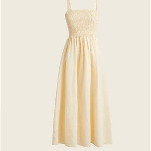 J. Crew Linen Dress Warm Honey Light weight Nwt Smocked Beach Dress